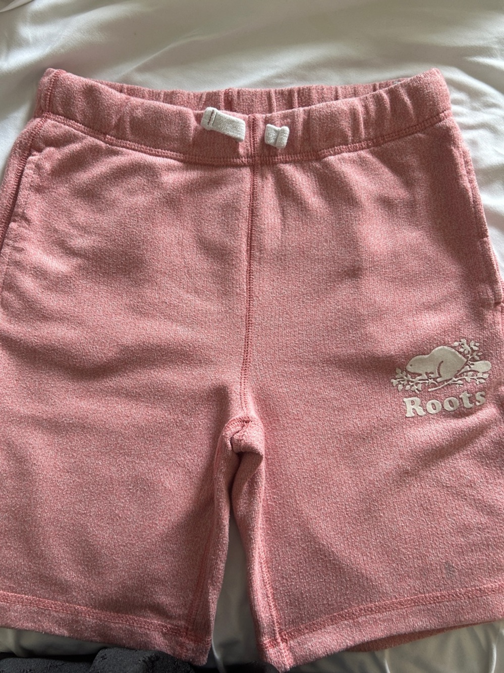 Roots Girls Pink Terry Drawstring Shorts
